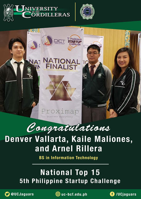 UC IT students qualified as one of the Top 15 National Finalists in the 5th Philippine Startup Challenge