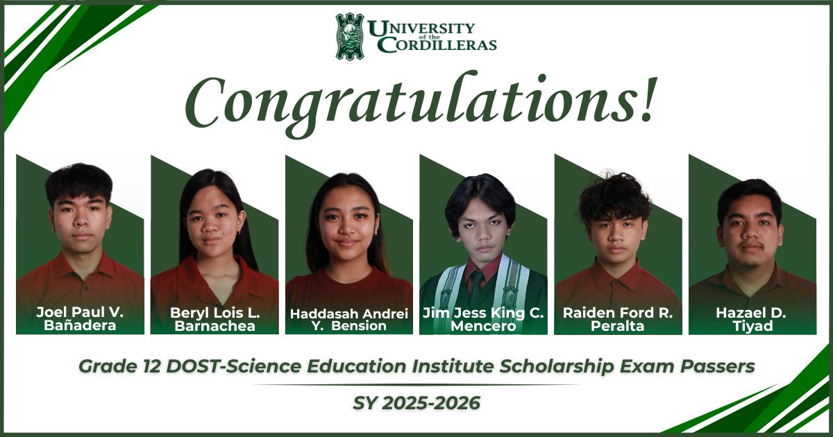 Congratulations to the Grade 12 students of UC Integrated School for passing the Department of Science and Technology – Science Education Institute (DOST-SEI) Scholarship Examination!